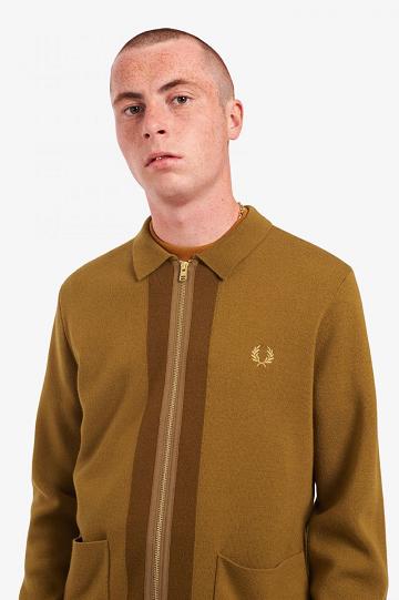 Fred Perry Zip Through Cardigan Miesten Neuleet Camel | FI 1721AHKP